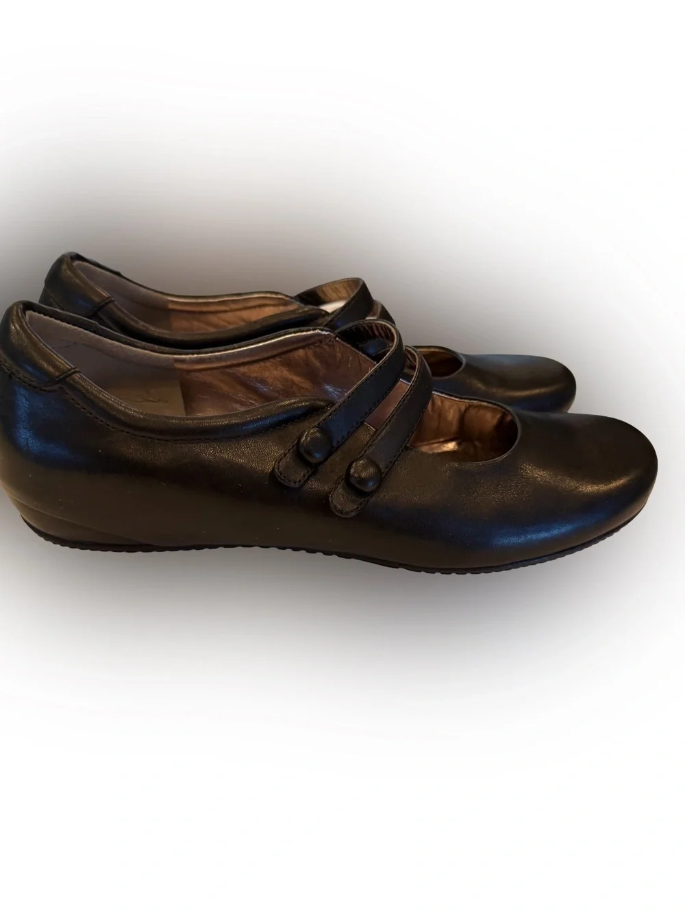 Ecco Women’s Double Strap Mary Jane Flats Black Leather Sz US 8-8.5 EU 39